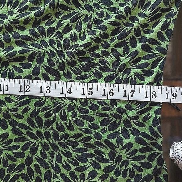 Vtg Y2K lime green abstract floral print fit and flare skirt set - Picture 11 of 14